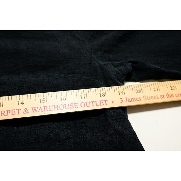 Black cotton linen blend M short sleeve top womens lagenlook oversized - Picture 4 of 6
